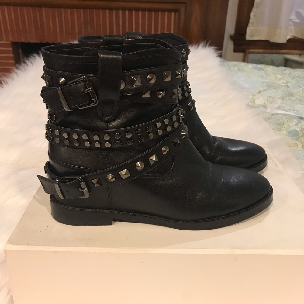 Head over heels studded booties with hidden wedge